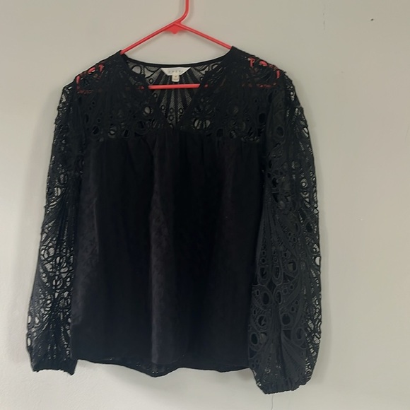 ADIVA A Diva Lace Crochet Long Sleeves Eyelet Embroidered Blouse Puff Sleeves M - Picture 2 of 11